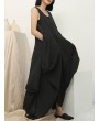 Irregular Sleeveless Solid Color Vintage Dress For Women