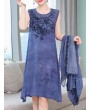 Floral Embroidered Jacquard Loose Vintage Two Pieces Dresses