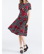 Vintage Women Polka Dots Floral Printed Hepburn Style Dresses