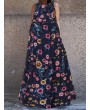 Vintage Sleeveless Floral Overhead Maxi Dress