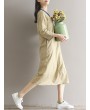 Casual Loose Patchwork 3/4 Sleeve O-neck Women Mid-long Dress