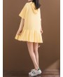 Solid Pleated Loose Hooded Half Sleeve Women Casual Dresses