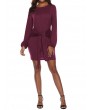 Solid Color Long Sleeve Drawstring Casual Dresses