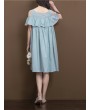 Women Casual Solid Color Ruffled Off Shoulder Dresses