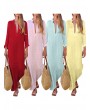 Deep V-neck Solid Color Cotton Maxi Casual Dresses