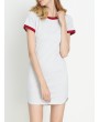 Casual Patchwork Split Short Sleeve O-neck Mini Dress For Women