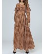 Polka Dot Long Sleeve Casual Big Wing Maxi Dress