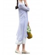 Women 3/4 Sleeve Fake Two Pieces Printed Split Vintage Maxi Dress