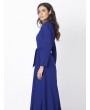 Women Elegant Bandage Stand Collar Long Sleeve Maxi Dress