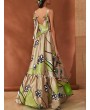 Bohemian Floral Print Contrast Color Maxi Dress For Women