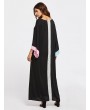 Women Contrast Color Long Sleeve Loose Long Maxi Dresses