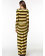 Women Casual Long Sleeve Stripe O-Neck Long Maxi Dresses