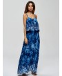 Bohemian Print Spaghetti Strap V-neck Maxi Dress For Women