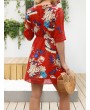 Bohemian Floral Printed V-neck Half Sleeve Mini Dresses