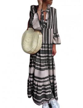 Bohemian Stripe Patchwork Maxi Dress For Women