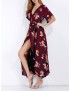 Bohemian Half Sleeve Side Split V-neck Maxi Dresses