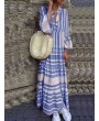 Patchwork Stripe Print Long Sleeve Maxi Dress For Women