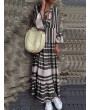 Patchwork Stripe Print Long Sleeve Maxi Dress For Women