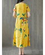 Frog Button Print Short Sleeve O-neck Vintage Dresses