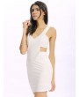 Women Sexy V-neck Bodycon Sleeveless Solid Color Mini Dress