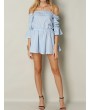 Sexy Off-shoulder Flouncing Horn Sleeve Women Mini Dress