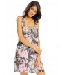 Women Sexy Floral Print Loose Backless Pleat Sleeveless Dress