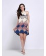 Women Sleeveless Halter Print Mini Dress